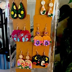 Handmade one of a kind clay earrings